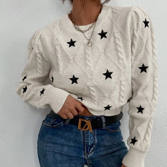 White Preppy Womens Sweater - Picture 2 of 4